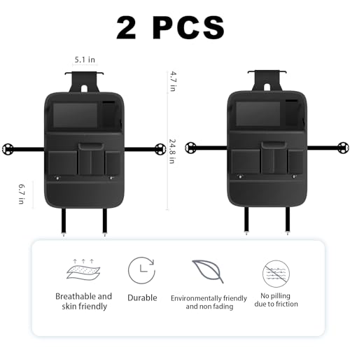 XDV Car Seat Organizers,Multi-functional Back Seat Protectors, Storage Pouches, and Tray Holders (for Cars, Kids, Seat Back and Rear Seats) (Plain Black, 2 Pcs) by XDV - Image 2
