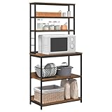 【Design industriel stylé】 L'étagère de cuisine industrielle fait vraiment la différence dans vos cuisines, garde-manger, ou salles à manger avec son mélange d'acier et de bois d'ingénierie. Ce meuble attire ceux qui aiment l'union entre style industriel et praticité.