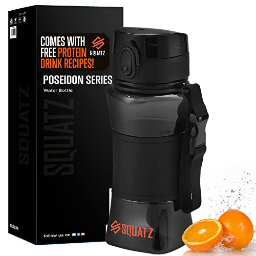 Kelp Shake Water Bottle: Ultimate Guide to Perfect Protein Shakes 9 SQUATZ 17 Oz Poseidon Series Water Bottle for Protein and Fruit Shakes - Premium Quality Wide Mouth Gym Flask Fruit Infuser Strainer, Carrying Strap, Leak Resistance, No Condensation Sleeve