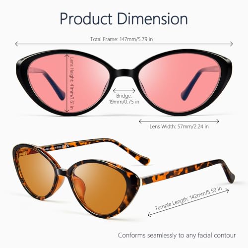 Image of Fluorescent-41 Pink Tinted Blue Light Blocking Glasses for Migraine, Light Sensitivity, Photophobia JF5002