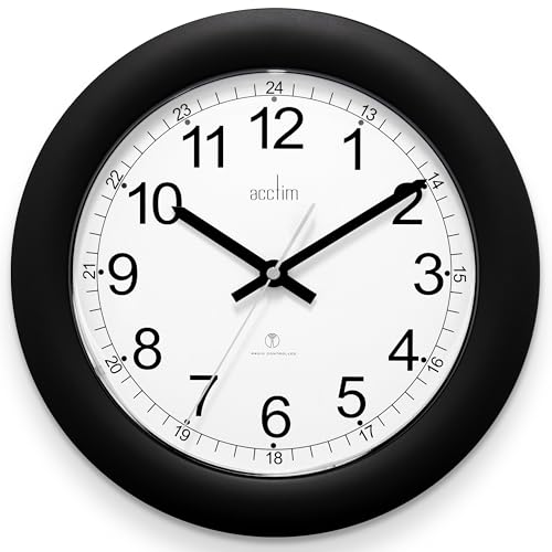 Image of Acctim Formia Radio Controlled Wall Clock Automatic Set Up Energy Efficient Movement 30cm (Black)