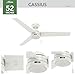 Hunter 52 inch Outdoor or Indoor Ceiling Fan No Light - White Ceiling Fan without Light, For Patio, Porch, Garage, or Living Room, Standard Mount, 3 Blades, Pull Chain - Cassius 59263, Fresh White
