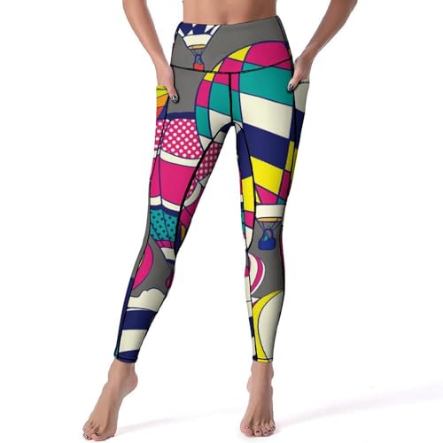 Pantalon de sport anti-glisse taille haute legging montgolfière S