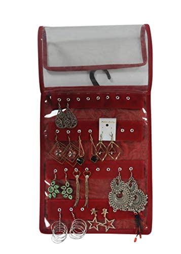 Image of Sunesh Creation Makeup Pouches Necklace Earrings Cosmetic Vanity Storage Box Jewellery Organizer Toiletry Organizer Pouch Zipper Bag Wall Organizer for Women Girls