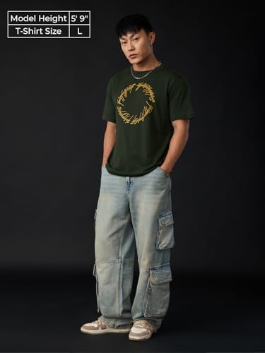 Image of The Souled Store LOTR: One Ring Men and Boys Short Sleeves Round Neck Graphic Printed Cotton Relaxed Fit Lightweight Comfortable All-Season T-Shirt