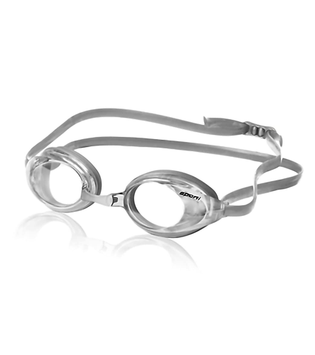 Sporti Unisex Adult Swimming Goggles, Antifog Swim Goggles for Men & Women, Shatter-resistant, Double Silicone Thin Straps, Variety Designs - S2 - Clear Lens/Silver Frame