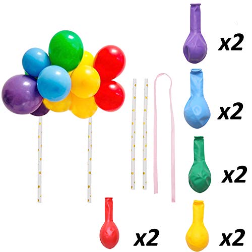 Rainbow Balloon Cloud Cake Topper, Mini Baloon Garland Cake Topper 10Pcs 5Inch Multi-Color Balloons For Fiesta Birthday Baby Shower Party Decorations #TOP1
