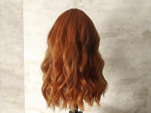 Perruque rousse courte 14 pouces premium | Carré ondulé naturel d'exception