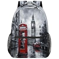 YPPAHHHH London Bus Backpacks for Girls Kids Boys, British Big Ben Lightweight School Bags Travel Backpack College Student Bookbag Casual Hiking Daypack Laptop Backpack