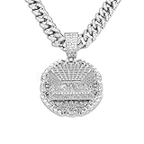 Miami The Last Supper Cuban Link Chain for Men, Iced Out Chain - Silver Bling Diamond Pendant Hip Hop Jewelry (G15)