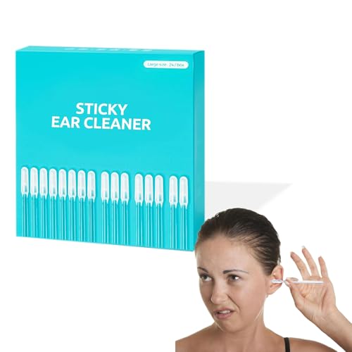 24 Pcs Sticky Cotton swabs Professional Ear Cleaner Set Earwax Removal Tool Reusable Ear Wax Removal Dry Ear Cleaning Kit Professional Ear Wax Remover for Adults Kids Home Use Ear Pick