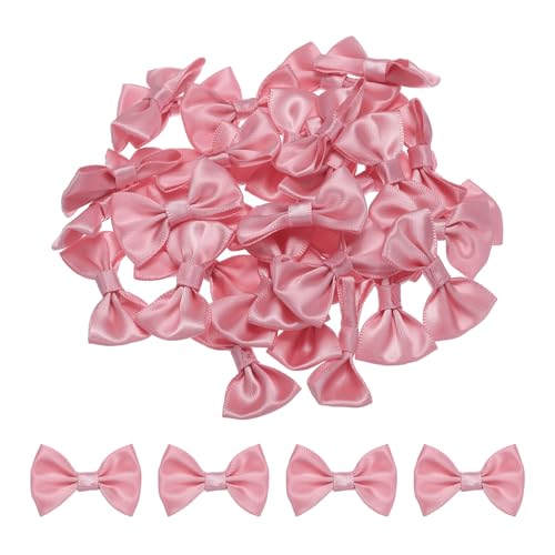 QUARKZMAN 50Pcs Nœud Papillon Rose Pâte de Haricots 3.8 x 2.5cm Mini Nœud Papillon pour Bricolage Petits Nœuds en Satin en Vrac