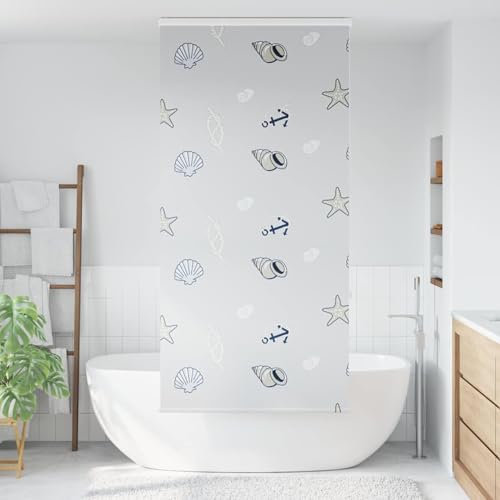 Gecheer Shower Roller Blind with Cassette - Sea Star Pattern, PEVA, 240x110cm, Child Safe Model4015013