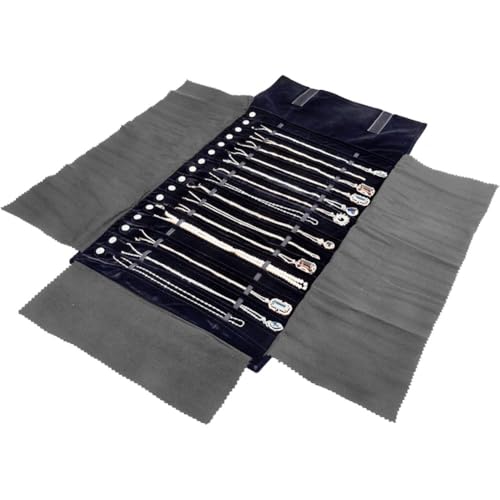 Zghhc Bolsa Enrollable De Terciopelo para Joyería, Organizador De Collares con Colgante Portátil, Soporte para Exhibición De Pulsera, Bolsa De Almacenamiento, Estuche Organizador De Joyería De Viaje