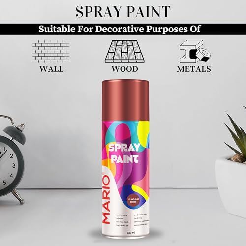 Image of Mario Spray Paint - 142 Anti Rust Brown (400ml) | Anti Rust Spray Paint for Metal, Iron, Gates, Tools & Machinery | Industrial Corrosion Protection