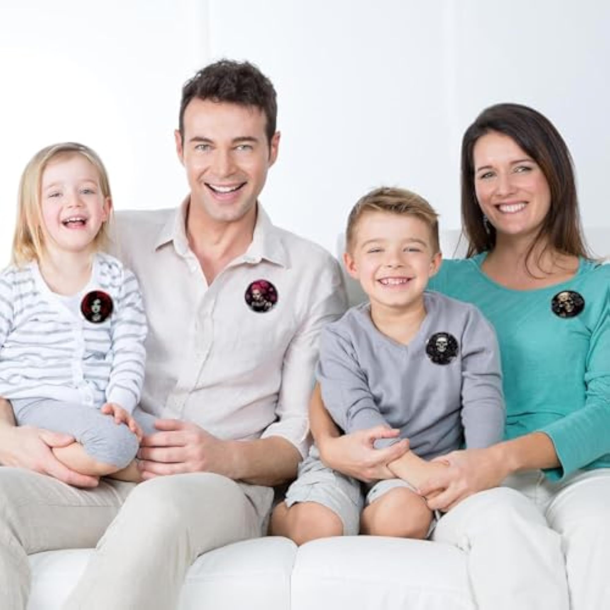6-Pack Kids' Skull Punk Style Button Pins, Trendy Brooches