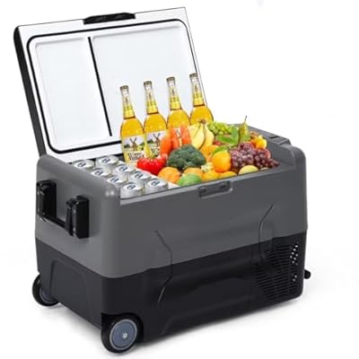 NovaVale 12 Volt Refrigerator, 48QT(45L) Electric Cooler, 12V Car Fridge APP Control, 12V Cooler -4?~68?, Portable Freezer 12/24V DC 110-240V AC for Camping RV Truck Travel Home