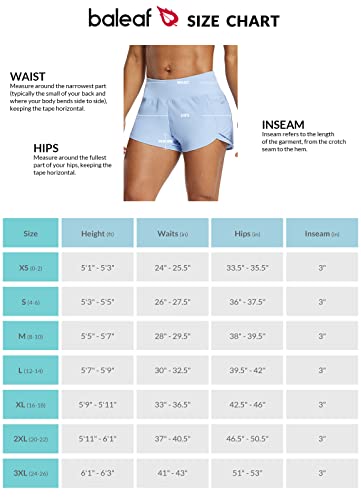 Baleaf Running Shorts For Women, 3 Inches Athletic Shorts, Quick Dry Zipper Pocket Mid-Rise Shorts With Liner Workout Blue Medium #TOP5