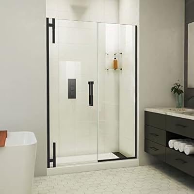 DreamLine Ascend 48 1/2-49 1/2 in. W x 72 in. H Frameless Pivot Shower Door in Matte Black