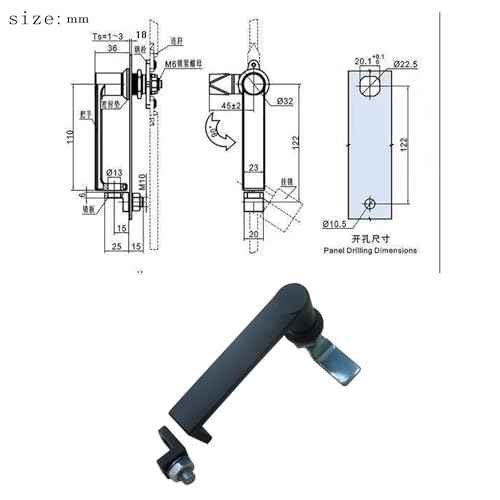 TANFEI Distribution Box Lock with Padlock Hole, Electric Cabinet Box Lock, Industrial Cabinet Lock, MS868 Cabinet Handle Lock (5 Pack), Black