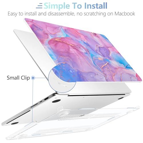 Image of MEEgoodo Case for MacBook Pro 14 inch (M5 /M4 /M3 /M2 /M1) Pro /Max 2026 2025 2024 2023 2021, Laptop Case Fit Model A3427 /A3426 /A3434 /A3112 /A3401 /A3185 /A2918 /A2992 /A2779 /A2442, Pink Marble Texture