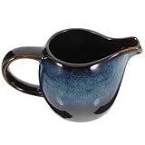 GALPADA Milchaufschäumbecher aus Keramik in Blau Kleiner Milchkännchen mit Ergonomischem Griff für Soßen und Kaffee in Küche und Café