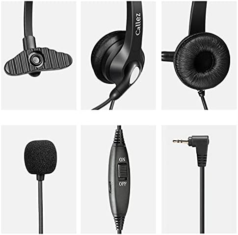 2.5mm Telephone Headset with Microphone Noise Cancelling, Cordless Phone Headset Work for Panasonic Gigaset C530A Grandstream Cisco SPA Polycom Home Office Landline Phones, Clear Chat, Ultra Comfort