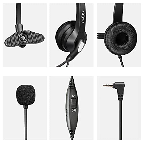 Callez Phone Headset With Noise Cancelling Microphone, Office Telephone Headsets For Cordless Dect Phones With 2.5Mm Headphones Jack Compatible With Panasonic Kx-Tgea20 At&T Ml17929 Vtech Rca Uniden #TOP6