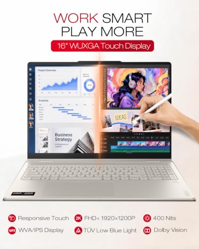 Lenovo Yoga 7a 2-in-1 Laptop, 16" WUXGA IPS Touchscreen Display, AMD Ryzen AI 7 445, 50 Tops NPU, Copilot+ PC, 16GB LPDDR5x, 1TB SSD, Wi-Fi 7, Backlit Keyboard, Fingerprint, Windows 11 Pro - image 4