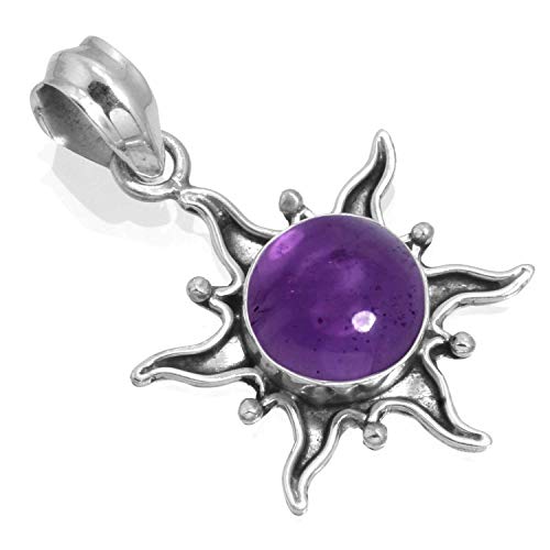 JEWELOPORIUM 925 Silver Pendant for Women Violet Real Amethyst Gemstone ...