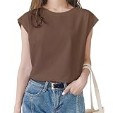 [Mmlnrc] Tシャツ レディース ノースリーブ タンクトップ クルーネック 速乾Tシャツ ゆったり トップス 夏服 無地 XL ブラウン