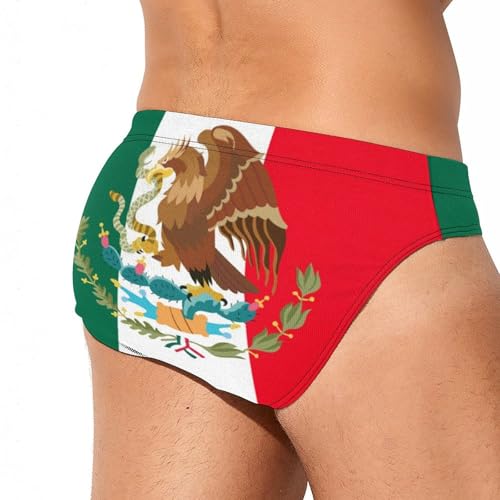 Mexican Flag Swimming Trunks for Men Soft Stretch Brief Swim Bikini Shorts Sexy Underwear Quick Dry Swimwear2