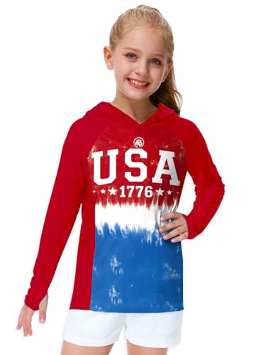 Image of AOBUTE Unisex Kids Long Sleeve Hoodie Rash Guard Boys UPF 50+ Swim Top with Thumb Hole 3-12 Years