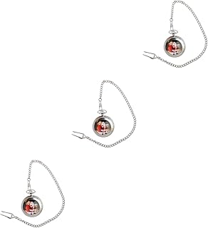 3 Peças Relógio De Bolso Relógio Retrô Relógio Vintage Relógio De Quartzo Com Corrente Relógio Fob De Natal Relógio De Natal Acorrentado Relógio Suspenso Relógio Com Tema De Natal