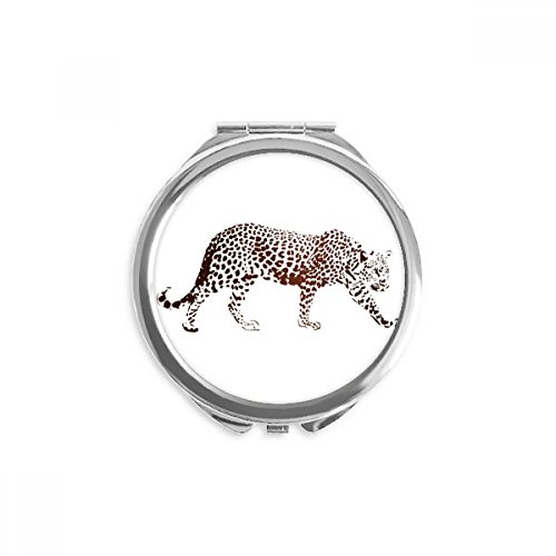 Miroir animal ronde maquillage de poche portable guépard de 2,6 x 2,4 x 0,3 pouces