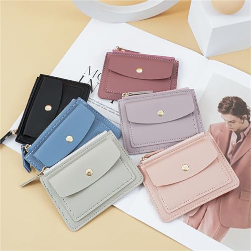 Multifunctional Card Holder Short Stylish Simple Zipper Buckle Coin Purse(Pink)4
