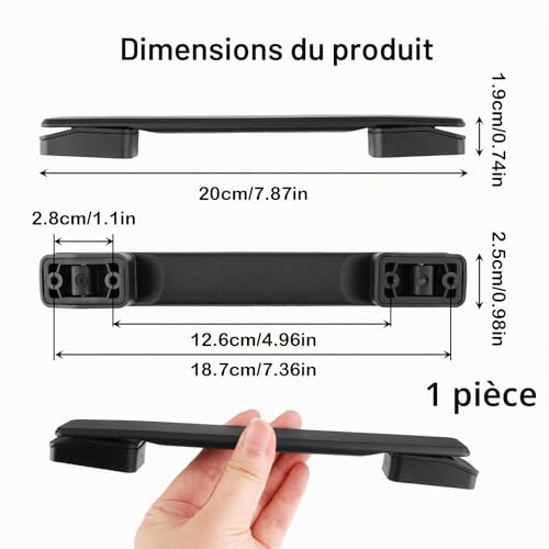 Poignée de Valise, Poignée de Traction de Bagage en Plastique de 20 cm de Longueur, Remplacement de la Poignée de la Valise à Bagages pour Boîtes et Étuis (Noir) (Espacement des Trous Type 1) – vue 2