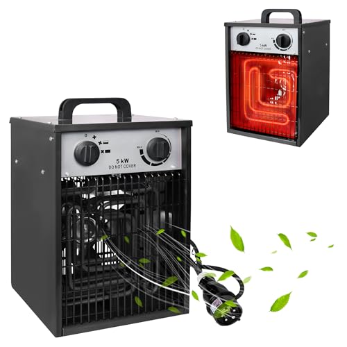 PEILU 5 kW Elektrische Heizgeräte Heizlüfter mit 4 Einstellbarer Heizstufen Überlastschutz Garten Elektroheizkörper Tragbare Elektroheizung Ventilatoren Elektroheizer mit Handgriff (Schwarz) PEILU 5 kW Elektrische Heizgeräte Heizlüfter mit 4 Einstellbarer Heizstufen Überlastschutz Garten Elektroheizkörper Tragbare Elektroheizung Ventilatoren Elektroheizer mit Handgriff (Schwarz)