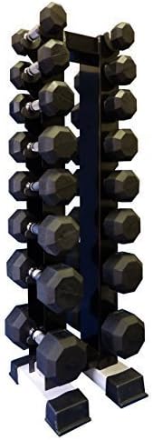 Ader Rubber Dumbbell Set 8 Pairs with Vertical Rack