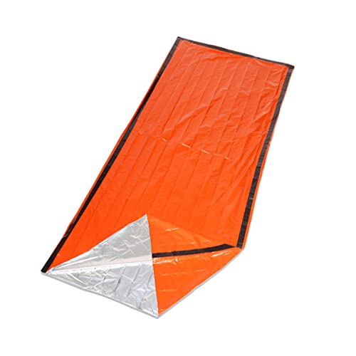 LIOOBO Emergency First Aid Portable Pe Aluminum Film Tent Mat for Outdoor Camping Hiking and Survival with Storage Bag and Whistle Orange