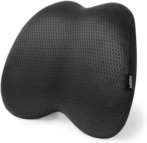 Lumbar Support Pillow Office Chair Car Back Pillow Ergonomic Lower Back Pain Relief Breathable Air Fiber Cushion with Hours Sitting on Worker Driver & Handicapped, Adjustable Strap (Dark Gray)