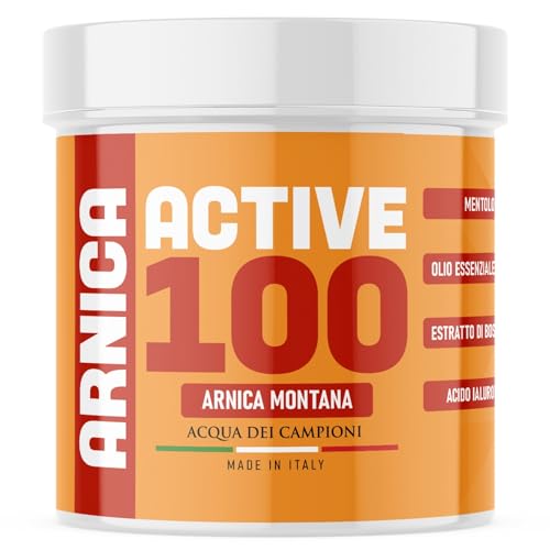 Active 100 Crema Arnica per Cavalli Uso Umano Extra Forte 600 ml, Pomata Rinfrescante per Massaggi Locali Muscoli e Articolazioni, 100% Naturale, Formato Grande e Conveniente - Acqua dei Campioni