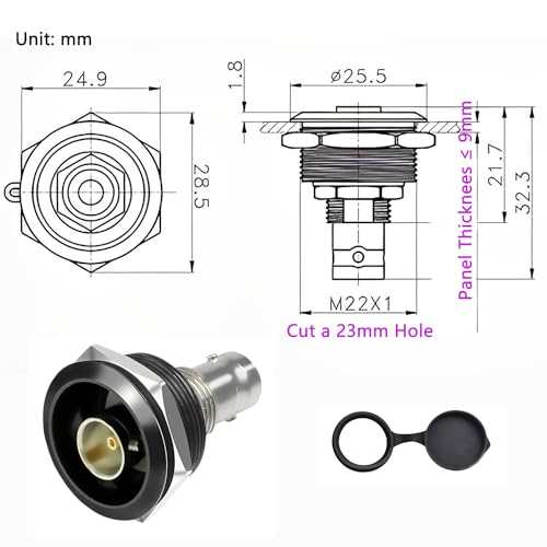 Conector BNC 75 Ohm Panel Mujer a Mujer con Cubierta miniatura 6