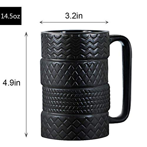 Epfamily 3D Cool Car Mug Tyre Tire Interior Durable Coffee Tea Cup Attractive Mugs Personalized Porcelain Gifts For Men Women Car Lover 14.5 Oz Black #TOP5
