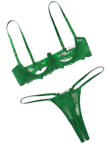 Avidlove Lingerie Set For Women Lace Bra and Panty Set Sexy Underwire Lingerie Set Green XL