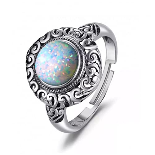 Bague opale créée argent 925 ajustable de style cocktail pour femme