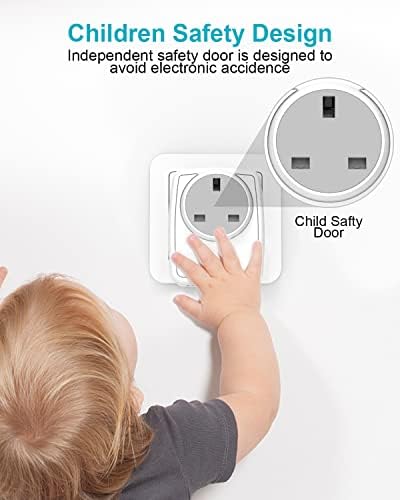 UK to European Plug Adapter, Travel Plug UK to EU Travel Adapter with USB C & 3 USB Euro Plug Adapter 5 in 1 Grounded European USB Plug Adaptor for Spain France Germany Greece Poland Turkey (Type E/F)