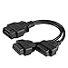 Produktbild Qiilu Auto 16 Pin OBD2 OBDII Stecker Auf Zwei Weiblichen Y-Splitter Adapter Verlängerung Kabel Diagnose Tool