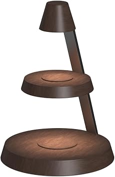 Magnetic Wireless Charger 3 in 1 Tower Standing Upright Double Layer Night Light High-Power Convenient Compatible with Cellphones/Wireless Earbuds/Apple Watch Wood Grain Style