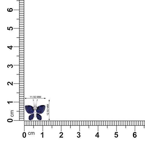 Diamondere Natural And Certified Blue Sapphire And Diamond Butterfly Petite Necklace In Sterling Silver | 1.11 Carat Pendant With Chain #TOP2